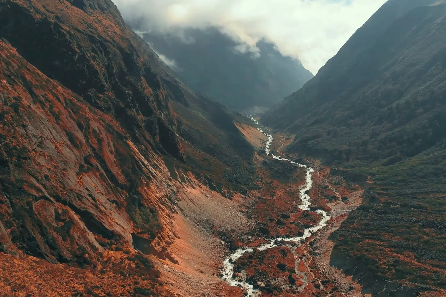 Hinku Valley landscape on the trekking route toward Mera Peak in Nepal