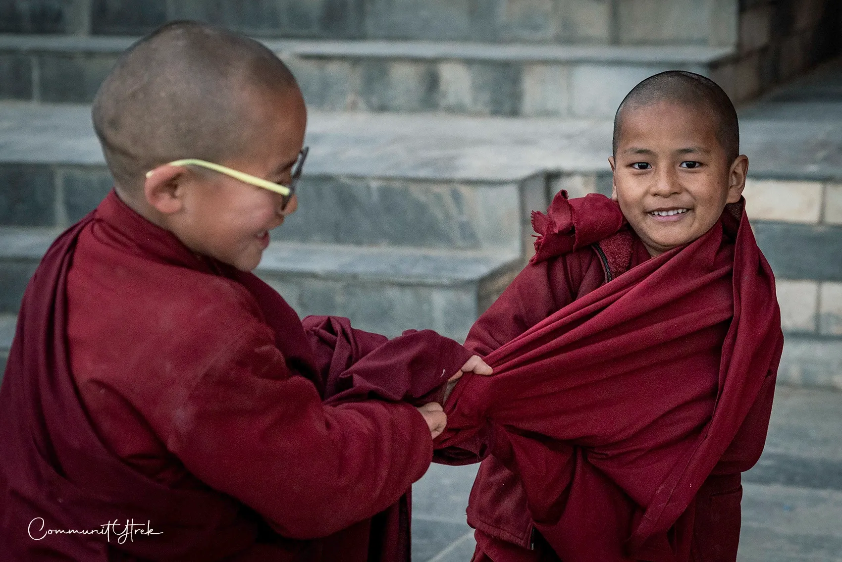 oung Buddhist monks at Namo Buddha Monastery in Nepal